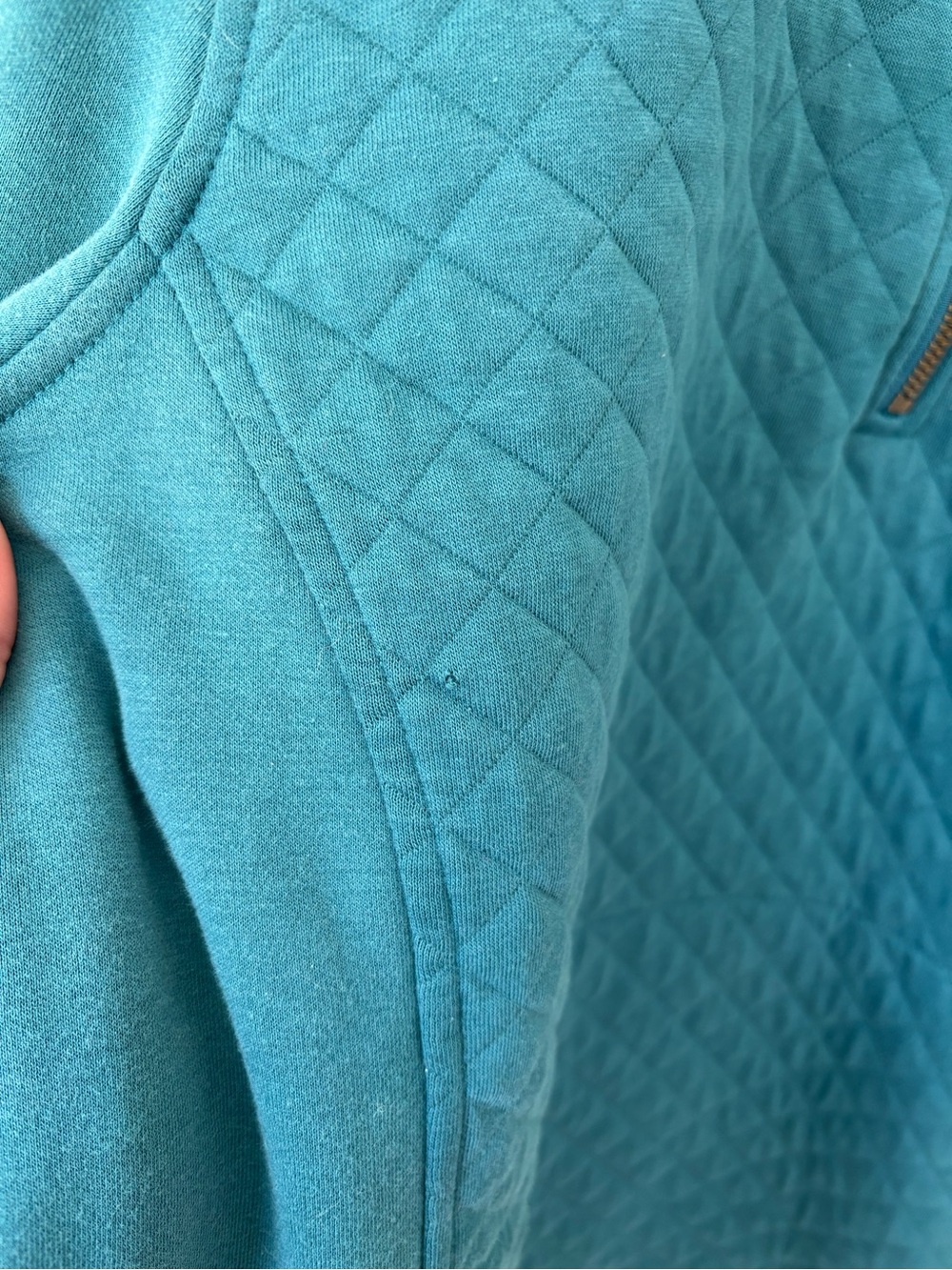 L.L.Bean Diamond Quilted 1/4-zip Pullover Teal Blue Outdoor Athleisure Travel - Picture 11 of 11